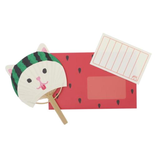 あにまる竹うちわ グリーティングカード 藤並うずら スイカ帽しばいぬ アクティブコーポレーション 一..