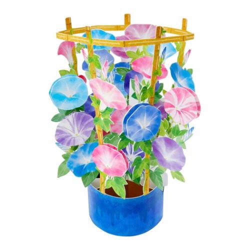 シヨチユウJSP 61-4 立体ダイカットカード グリーティングカード サマー 鉢植え朝顔 サンリオ 暑中お見舞い メッセージカード メール便可