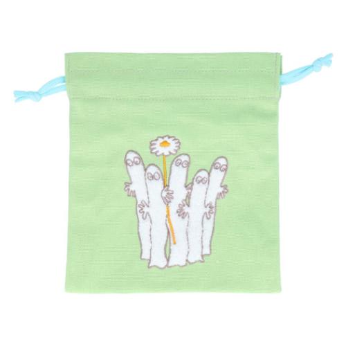 サガラ刺繍きんちゃくポーチ 巾着袋 ムーミン ニョロニョロ A 北欧 サンスター文具 小物入れ メール便可