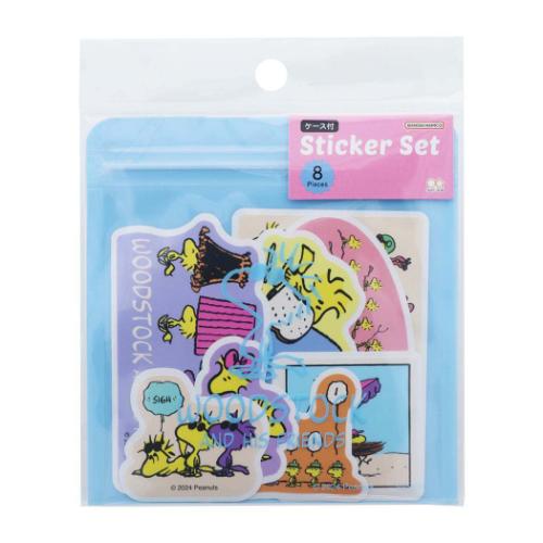 ケース入りステッカーセット フレークシール ウッドストック&スヌーピー ブルー ピーナッツ サンスター..