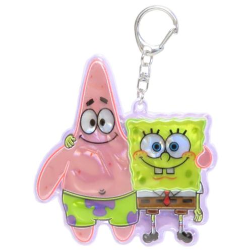 ぴかぴかキーホルダー キーリング スポンジボブ B柄 ユニック バッグチャーム ライト付き プレゼント ..