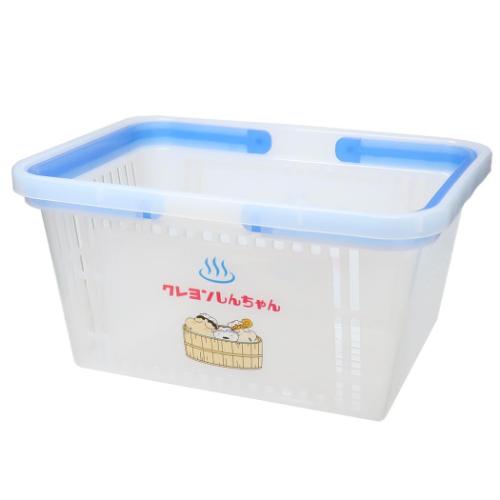 クリアキャラバスケット 卓上収納 クレヨンしんちゃん 銭湯しんちゃん 青 ティーズファクトリー 小物入れ アニメ