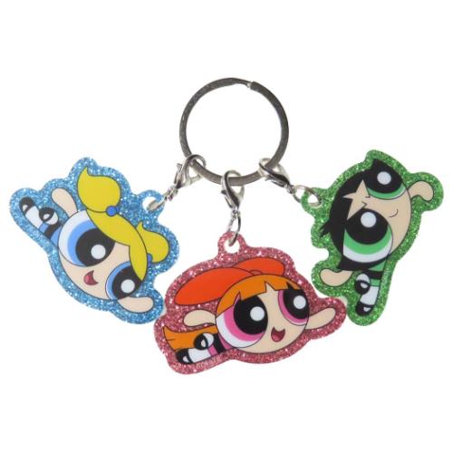 3チャームキーホルダー キーリング パワーパフガールズ フライング ティーズファクトリー 3連アクリルキーホルダー アクキー メール便可