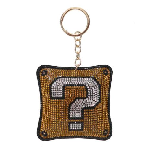 チェーンマスコットクリーナー スマホアクセ スーパーマリオ ハテナブロック サンアート ラインストーン キラキラ メール便可