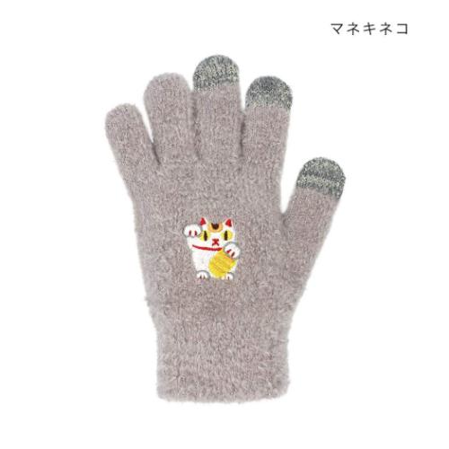 スマホ手袋 手袋 アニマルなごみ マネキネコ アニマル トモコーポレーション 防寒用品 レディース手袋 5本指タイプ ウォーマー雑貨