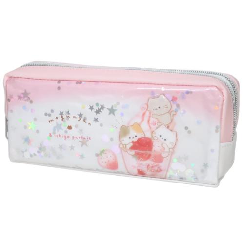 ツインファスナーペンケース ペンポーチ MOGUNYAN いちごパフェ 新入学 カミオジャパン 筆箱 新学期準..