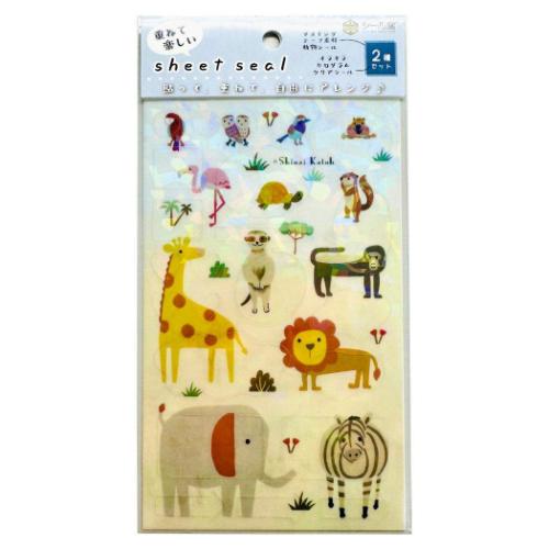 重ねて楽しいシートシール シールシート Shinzi Katoh シンジ カトウ サバンナx熱帯の動物 シール堂印..