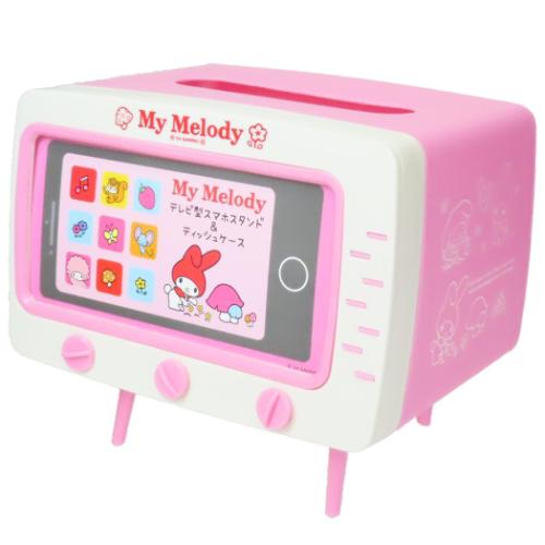 テレビ型スマホスタンド&ティッシュケース ティッシュカバー マイメロディ サンリオ ケイカンパニー ボックスティッシュ 可愛い