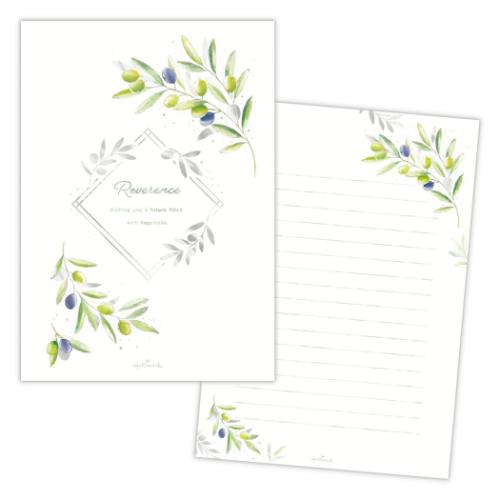 レターパッド 便箋 レヴェランスオリーブ 日本ホールマーク 手紙 便せん メール便可