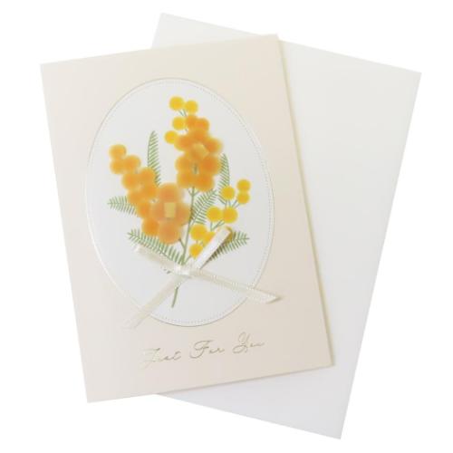 トレペフラワーカード グリーティングカード 多目的 ミモザ アクティブコーポレーション メッセージカード ギフトカード お祝い 封筒付き メール便可
