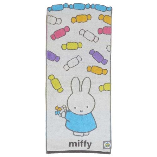 ジャガードロングタオル オーガニックコットン フェイスタオル ミッフィー ミッフィーとキャラメル デ..
