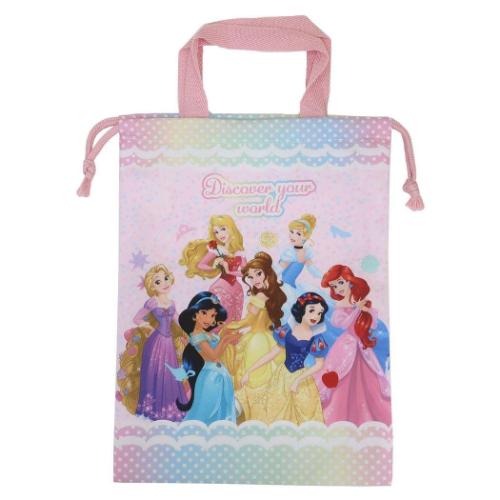 持ち手付き巾着 巾着袋 ディズニープリンセス ピンク 新入学 ディズニー アートウエルド 新学期準備雑貨 メール便可