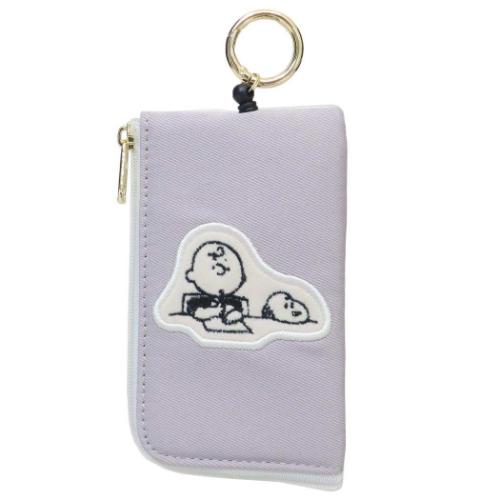 キーパスポーチ リール付き キーケース＆定期入れ スヌーピー GY ピーナッツ マリモクラフト キー＆パスポーチ ICカードケース 鍵ケース パスケース メール便可