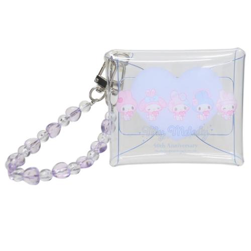 ビーズチェーン付きクリアマルチケースSS ミニポーチ マイメロディ ガーリーポップハート 整列 サンリ..