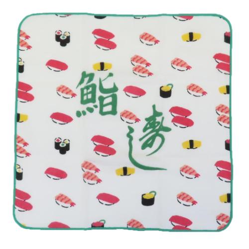 ジャパニーズスタイル 片面ガーゼハンカチタオル ミニタオル 漢字すし 日繊 汗拭きタオル かわいい お土産 メール便可