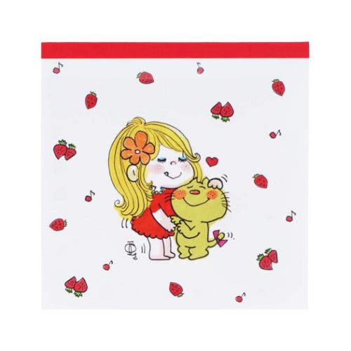 スクエアメモ メモ帳 水森亜土 イチゴ サンスター文具 新学期準備文具 メール便可のサムネイル