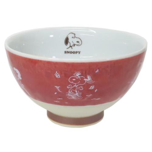 ライスボウル 茶碗 スヌーピー 朱色 波佐見焼 ピーナッツ マリモクラフト 日本製食器