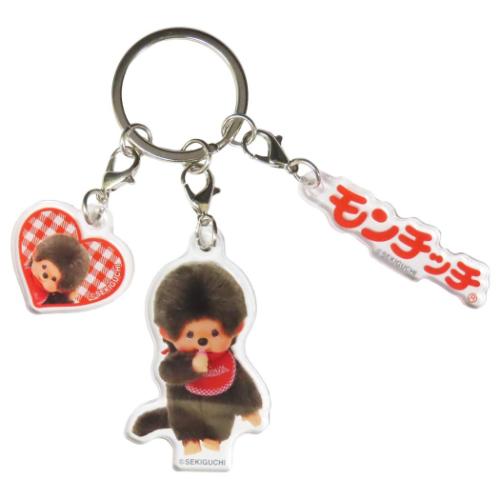 3連アクリルキーホルダー キーリング モンチッチ モンチッチくん ブラウン バンダイ 3チャーム アクキー メール便可