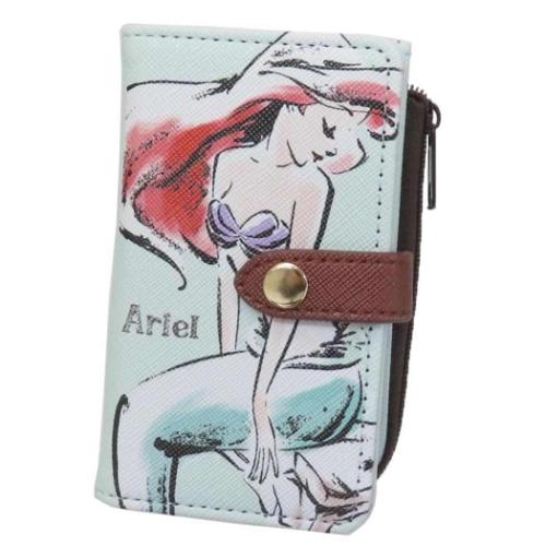 ファスナーポーチ付き 鍵入れ キーケース リトルマーメイド アリエル 水彩タッチ柄 ディズニープリンセス アートウエルド ギフト雑貨 メール便可