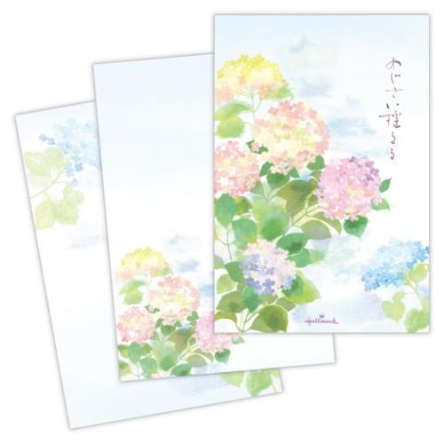ハガキ箋 初夏柄 便箋 あじさい揺るる2 日本ホールマーク 手紙 葉書箋 かわいい 夏 メール便可