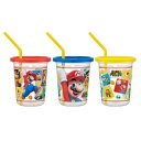 ストロー付タンブラー3個セット 蓋付きプラコップ スーパーマリオ 320ml スケーター フタ付きコップ