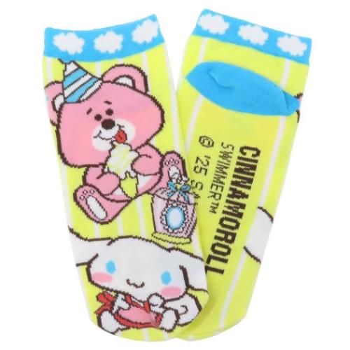 ソックス レディース 女性用靴下 SWIMMERxシナモロール イエロー サンリオ ジェイズプランニング かわいい メール便可