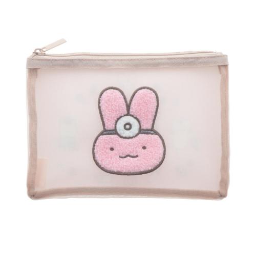 サガラ刺繍メッシュポーチ 平ポーチ ホワイトタイガーとブラックタイガー U サンスター文具 小物入れ コスメポーチ メール便可(4)