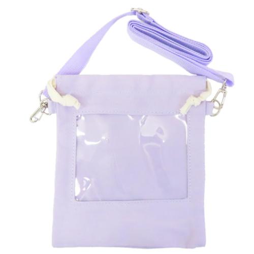 推しぬいマチ付き巾着 クリアポーチ パープル カミオジャパン ぬいポーチ 透明 推し活 メール便可