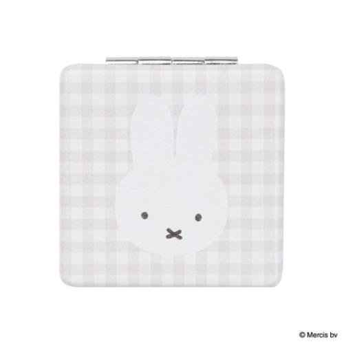 コンパクトミラー 手鏡 ミッフィー BRUNA PLAID ピンク ディックブルーナ エフエービージャパン 折りたたみミラー 絵本メール便可