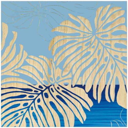 ウッド スカルプチャー アート インテリアパネル ワイルド モンステラS BL NP ユーパワー SA-08571 木..