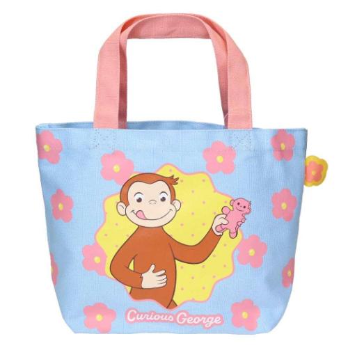 カラーマチ付バッグ ランチバッグ おさるのジョージ フラワー スモールプラネット マチ付き お弁当かば..