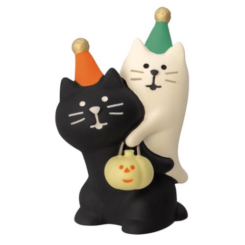 おばけにゃんこ マスコット concombre Halloween おばけなにゃんこたち 黒猫におんぶ デコレ インテリア かわいい プレゼント