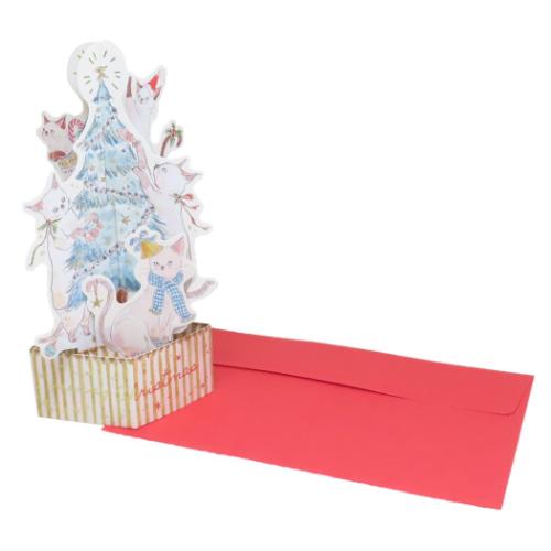 クリスマスツリーカード 立体 ポップアップカード グリーティングカード トコロコムギ ねこ アクティブ..