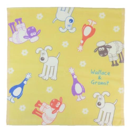 プリントウォッシュタオル ハンドタオル ウォレスとグルミット イエローフラワー 林タオル 汗拭きタオ..