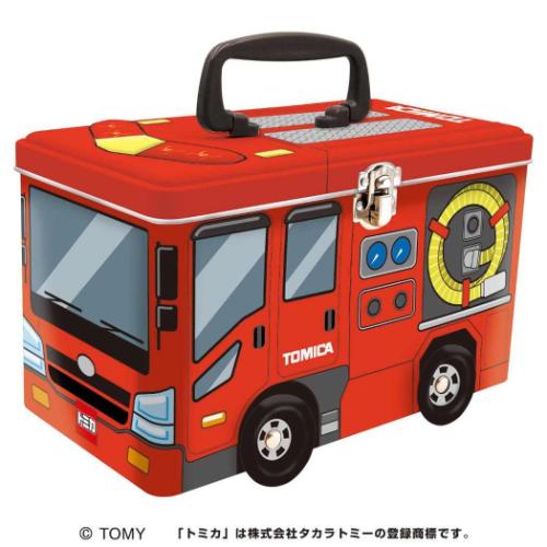 トミカトランク缶 クリスマスお菓子 トミカ 消防車 TOMICA ハート Xmasプレゼント 男の子