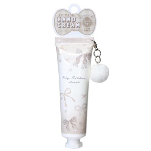 ファーチャーム付きハンドクリーム コスメ雑貨 リボン レオパード クーリア プレゼント かわいい メール便可