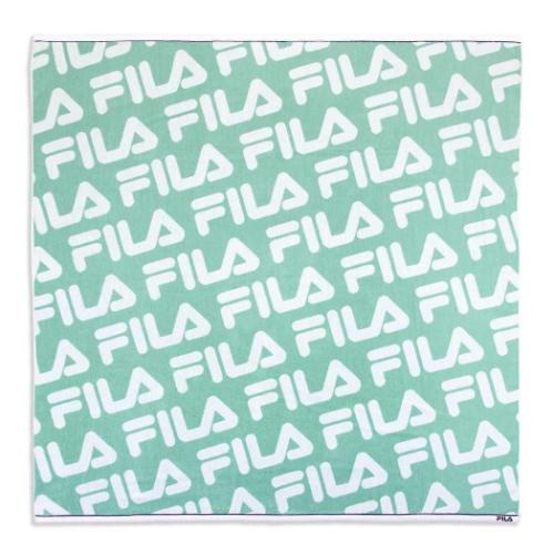 フルフィーコットン マルチケット スクエアタオル FILA フィラ 総柄 グリーン タオル美術館 プレゼント 汗拭きタオル