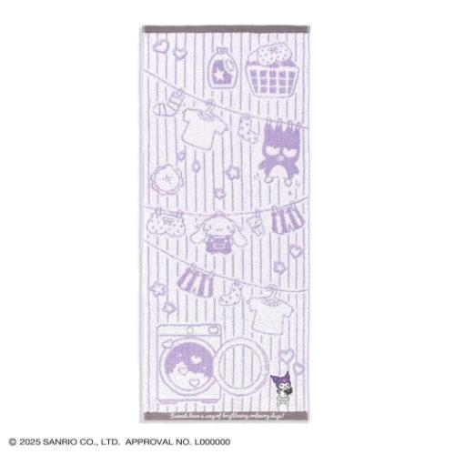 無撚糸フルフィーコットンフェイスタオル ロングタオル クロミ お洗濯 パープル サンリオ タオル美術館..