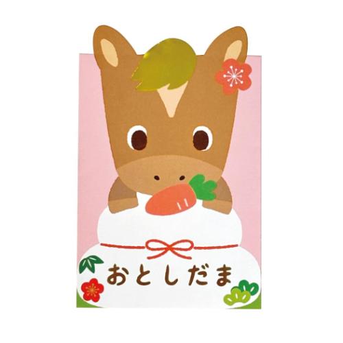 ダイカットポチ袋 ぽち袋 鏡餅 ピンク クローズピン お年玉 子供 お正月 おもしろ雑貨 メール便可