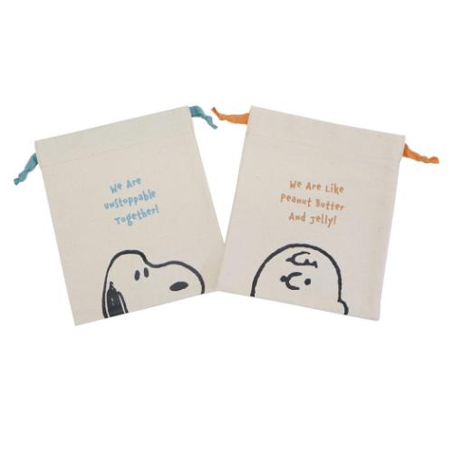 きんちゃく2枚セット 巾着袋 スヌーピー monokuro mate ピーナッツ マリモクラフト 小物入れ メール便可