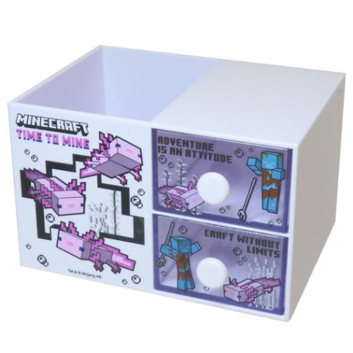 ペンスタンド付きプラチェスト 卓上収納 マインクラフト ウーパールーパー Minecraft 小物入れ 収納ケ..