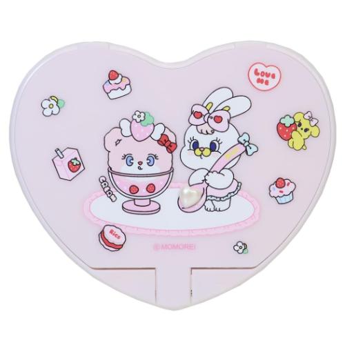 乐天商城 - ストーン付きハートミラー 手鏡 モモレイ ピンク MOMOREI カミオジャパン 化粧直し かわいい メール便可