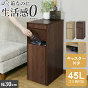 ゴミ箱 ごみ箱 ダストボックス ダストBOX 木目調 45L 45リットル キッチン リビング 寝室 屋内 おしゃれ 大容量 角型 キャスター付き コンパクト ...
