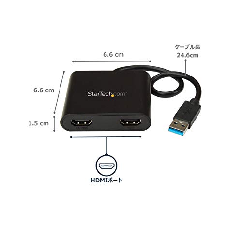 ダプター StarTech.com 4K30Hz & 1x 1080p/USB Type-A接続/Windowsのみ対応 USB32HD2：VellySupply USB 3.0対応デュアルHDMIディスプレイアダプタ/1x せずにコン
