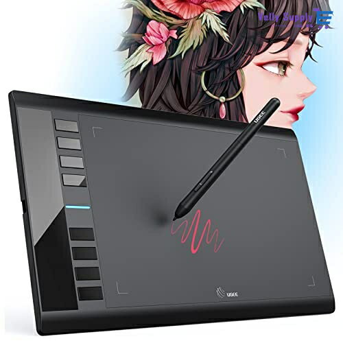 UGEE M708 ペンタブレット 10X6インチデジタル描画ボード カスタマイズ可能な8つのショートカットキー イラストや絵画 絵描き用タブレット ペンタブ 板タブレット ぺんたぶ ゲームの初心者に適している Windows Mac Li