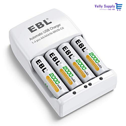 EBL 単三電池 充電器セット 充電池充電器セット 大容量単3充電池 ニッケル水素電池 電池充電器パック ..