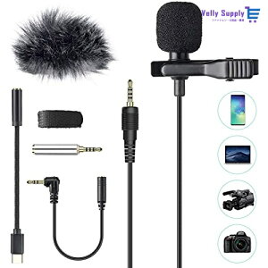 AGPTEK ピンマイク クリップマイク コンデンサーマイク 全指向性 ミニマイク 4極 type-c/3極変換アダプタ付属 スマホマイク iPhone/iPad/Android/PC/カメラにも対応 3.5mmジャック YouTube T安売り