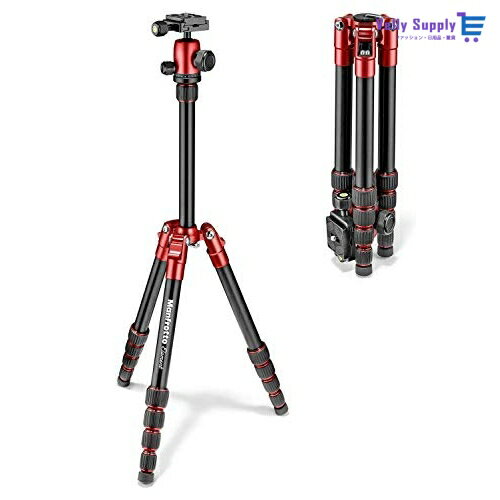 Manfrotto 三脚 Elementトラベル三脚 スモール レッド アルミ製 最大耐荷重4kg 5段 コンパクト ミラーレス一眼 運動会 旅行 ブイログ MKELES5RD-BH