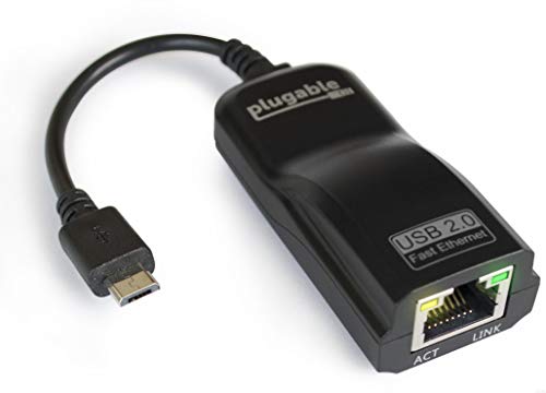 Plugable USB LAN アダプター USB2.0 OTG MicroB 10/100 高速イーサネット 対応 - 一部の Android スマホ、タブレット、Raspberry Pi Zero （ASIX社 AX88772 ）