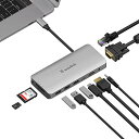 WAVLINK USB Cハブ/USB-C ミニドッキングステーション/9-in-1(1xHDMI/1xVGA/3xUSB A/1x RJ45/1 x SD C...